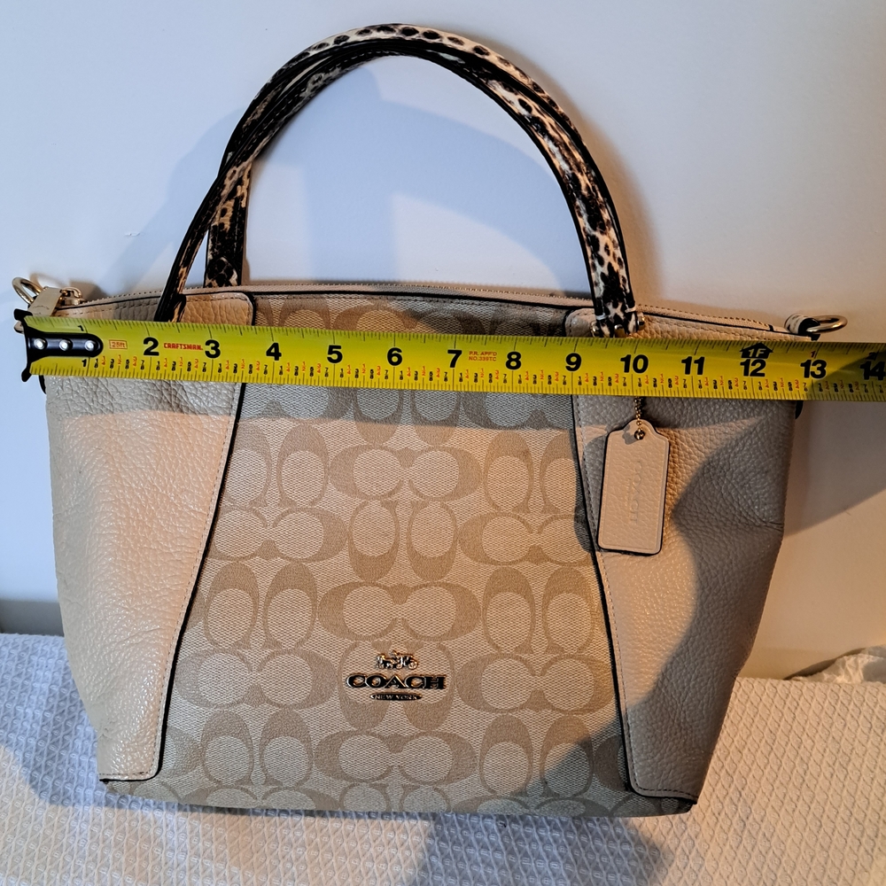 COACH Kacey Satchel Signature Crossbody Handbag Cream Snake Leather Exotic - Picture 7 of 13